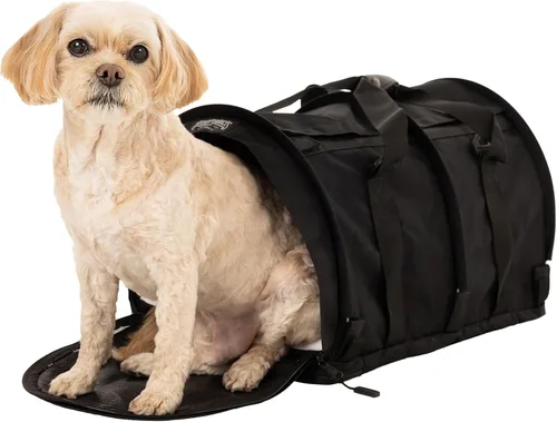 Vista 9 de SturdiBag XL - Transportador de viaje para mascotas: altura flexible para gatos y perros, lados suaves con clips de seguridad y correas