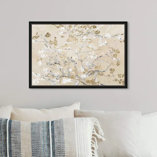 Vista 5 de Oliver Gal Van Gogh en lienzo inspirado en flores doradas, arte de pared para sala de estar, dormitorio y baño, 15 x 10 pulgadas, marco flotante