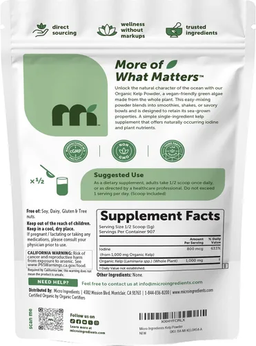 Vista 7 de Micro Ingredients - Polvo orgánico de algas marinas, 2 libras Mar de planta entera Fácil de mezclar Suministro duradero para batidos, sopas