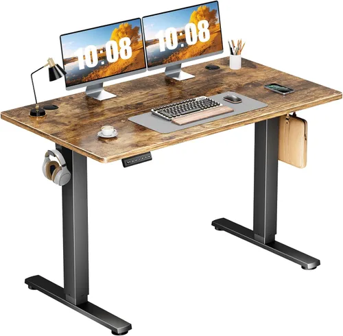 Vista 21 de DUMOS Escritorio eléctrico de pie de 40 pulgadas con altura ajustable, estación de trabajo para computadora para trabajar sentado o de pie, mesa