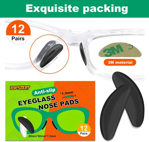 Vista 3 de Almohadillas nasales para lentes – 0.069 pulgadas de silicona ultrafina antideslizante agarre adherente, almohadillas de repuesto antideslizantes