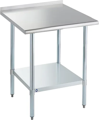 Vista 72 de ROCKPOINT Mesa de acero inoxidable para preparación y trabajo, 14x24 pulgadas; mesa de cocina comercial de metal NSF resistente con estante inferior