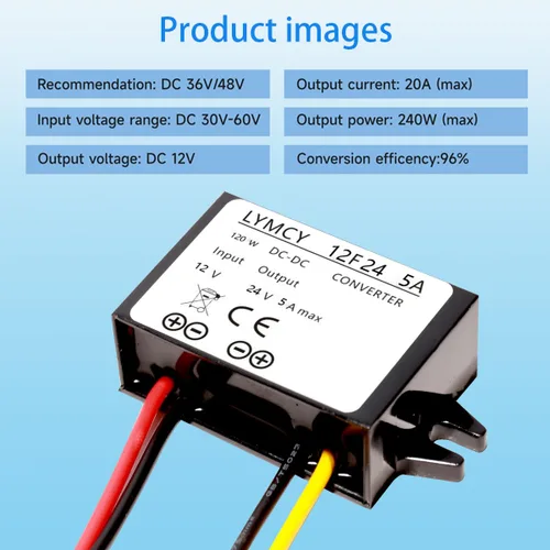 Vista 5 de Convertidor DC Boost de 12 V a 24 V, 5 A, 120 W, convertidor elevador de voltaje, módulo de fuente de alimentación impermeable, transformador