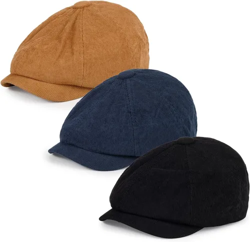 Vista 11 de Gorro de periódico de 3 piezas para hombres y mujeres, elástico de 8 paneles