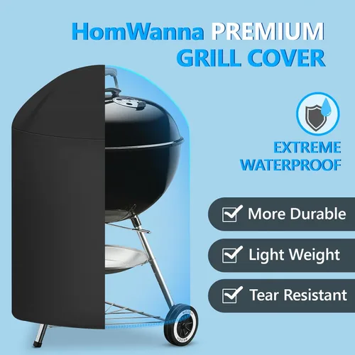 Vista 3 de Funda para Parrilla Kettle de 22 Pulgadas - Funda Superior para Parrilla de Carbón para Parrilla Weber Kettle - Fundas de Barbacoa al Aire Libre