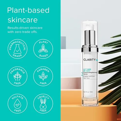 Vista 5 de ClarityRx Let There Be Light Potente suero facial iluminador, tratamiento hidratante natural a base de plantas con ácido hialurónico