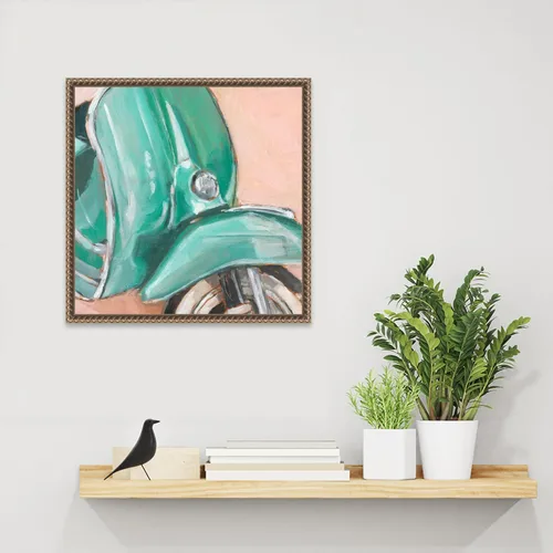 Vista 6 de Amanti Art Framed Canvas Wall Art 16x16 Retro Scooter IV by Ethan Harper, Framed Wall Art Canvas, Transportation Artwork, Traditional Decor, Small