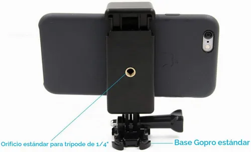 Vista 3 de Octo Mount Soporte universal para teléfono inteligente con accesorio de montaje estilo GoPro para cualquier teléfono celular. Conecta tu teléfono
