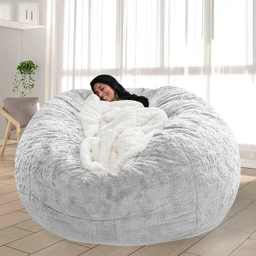 Vista 18 de Puf para adultos y niños sin relleno, sofá perezoso suave y redondo, funda de sofá de puf clásico, saco de amor para dormitorio, silla de lectura