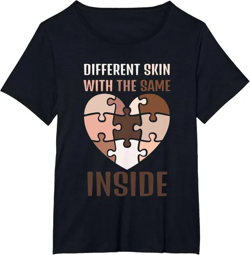 Vista 27 de Camiseta con texto en inglés "Black History Month Different Skin With The Same Love Inside