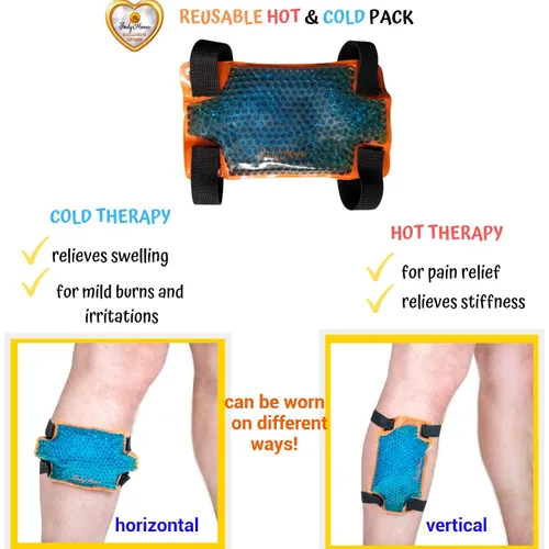 Vista 6 de BodyMoves Soporte para pantorrillas, paquete de gel caliente y frío para espinilleras musculares desgarradas, soporte para piernas para férulas