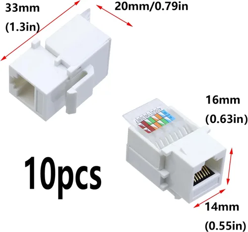 Vista 6 de Antrader Adaptador de conector Keystone RJ45 Cat5e sin herramientas, conector de módulo Keystone, para red de Internet, cable LAN Ethernet