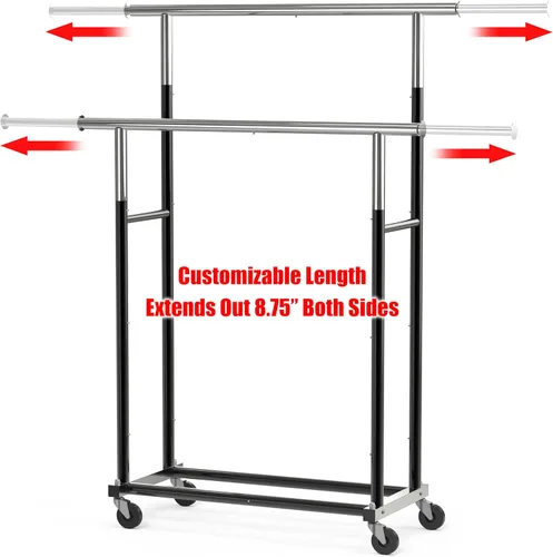 Vista 2 de Simple Houseware Perchero estándar de doble barra, negro
