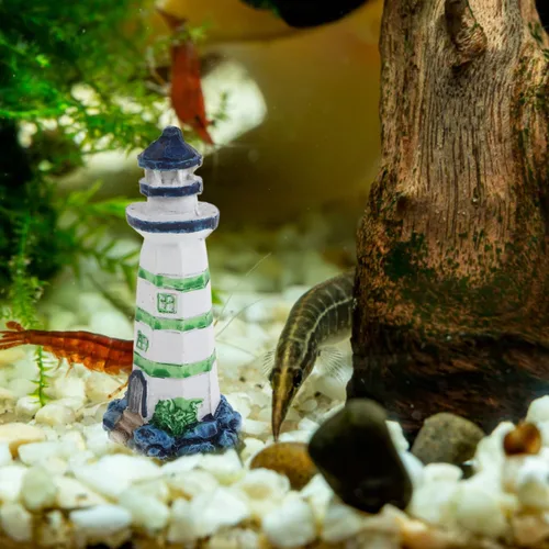 Vista 8 de POPETPOP Adorno de faro de acuario, mini faro de resina, micro paisaje para decoración de peceras, océano mar, playa, fiesta, decoración de jardín