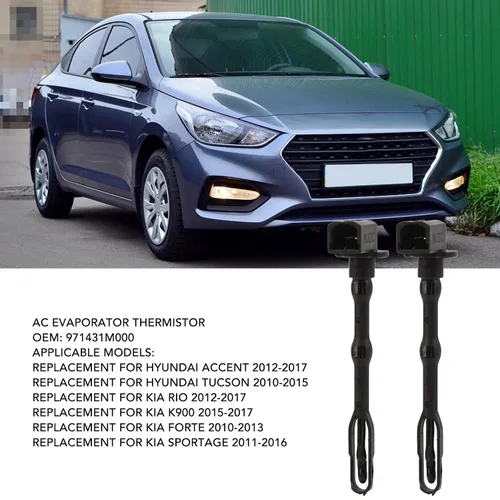 Vista 2 de Reemplazo de la sonda del termistor del evaporador del sensor de la CA 2PCS para el acento 2012 a 2017 para el sensor del termistor del Rio K900