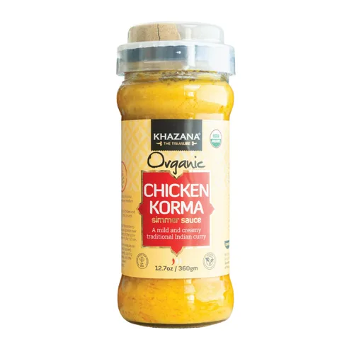 Vista 8 de Khazana Salsa a fuego lento de pollo con mantequilla orgánica, tarro de 12.7 onzas, sin OMG, vegano, sin gluten, kosher, auténticas comidas indias