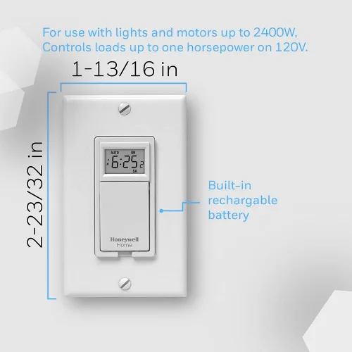 Vista 6 de Honeywell Home RPLS730B1000/U RPLS730B1000 7-Day Programmable Light Switch Timer, White