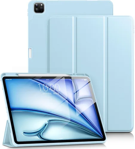 Vista 11 de DTTO Funda para iPad Air de 13 pulgadas M3/M2 2025/2024, iPad Pro de 12.9 pulgadas (6ª/5ª/4ª/3ª generación), funda suave con soporte triple delgado