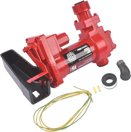 Vista 5 de Bomba de transferencia de combustible roja resistente de 115 V 15 GPM AC con protección térmica de sobrecarga para aceite, combustible, gasolina