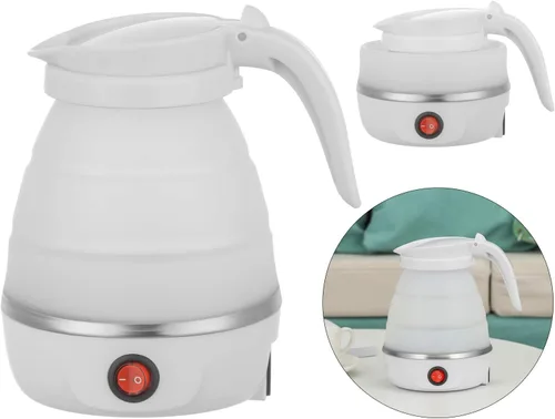 Vista 6 de Hervidor portátil plegable Hervidor de viaje – Silicona de grado alimenticio mejorada, calentador de 5 minutos para hervidor eléctrico plegable