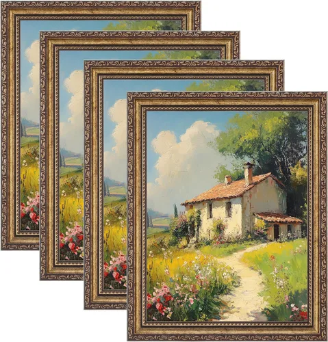 Vista 64 de eletecpro 8x10 Vintage Picture Frame, Glass Cover, Gold, 4-Pack Dorado