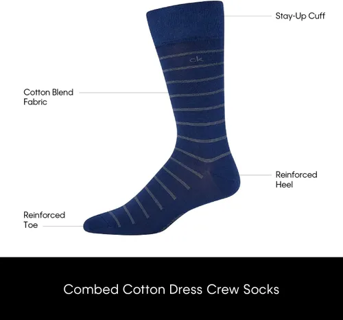 Vista 3 de Calvin Klein Calcetines de vestir para hombre - Calcetines de mezcla de algodón patrones y sólidos (paquete de 4)