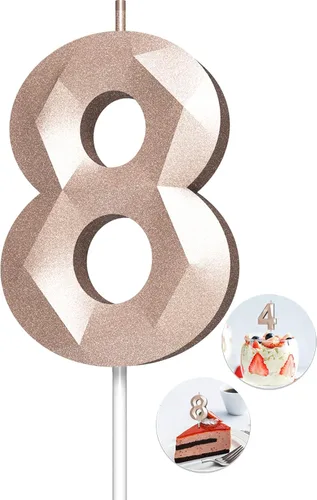 Vista 12 de Velas de cumpleaños con números (0 velas negras), forma de diamante 3D, decoración de pastel de feliz cumpleaños para niños y hombres, cumpleaños
