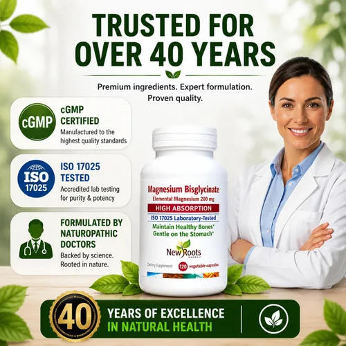 Vista 8 de New Roots Herbal Bisglicinato de magnesio, 120 cápsulas de suministro para 120 días, 200 mg de magnesio elemental para dormir, corazón, función