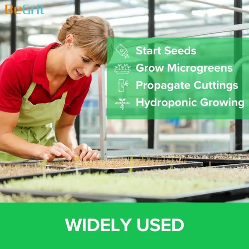 Vista 4 de BeGrit Microgreen Seed Starter - Bandejas de cultivo de semillas poco profundas, planos de germinación no estándar, bandeja 1015 sin agujeros
