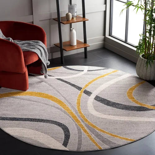Vista 6 de SAFAVIEH Odyssey Collection - Alfombra de pasillo de 2 pies 2 pulgadas x 8 pies, marfil azul y dorado, diseño abstracto moderno, ideal para zonas