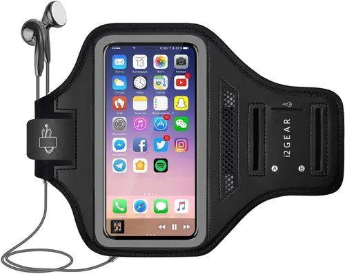 Vista 9 de Funda con brazalete para teléfono celular para iPhone 15, 14, Pro con banda ajustable y soporte para llaves para correr, hacer ejercicio y recreación