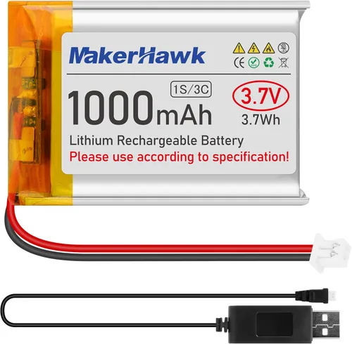 Vista 11 de MakerHawk Batería Lipo de 3,7 V 700 mAh Batería recargable de polímero de litio 603040 Micro Ph1.25 Conector Circuito de protección integrado