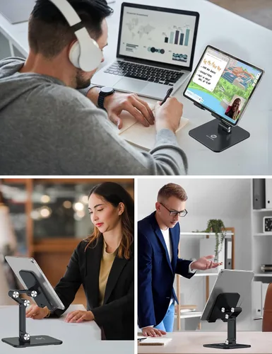 Vista 6 de OCYCLONE Soporte para iPad para escritorio, ajustable, plegable, para tableta, accesorios de iPad, soporte de exhibición, accesorios de oficina