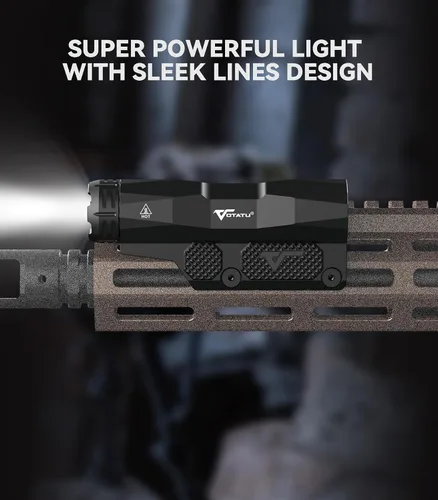 Vista 7 de VOTATU ML50 Picatinny/Mlok linterna para rifle, luz de arma máxima de 2400 lúmenes con interruptor de almohadilla de presión, linterna recargable