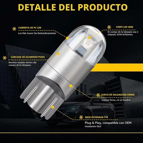 Vista 5 de YM E-Bright T10 194 - Luces LED para interior de automóvil, 168 W5W, 3030 chips 2825, bombilla LED, cúpula, mapa, puerta de maletero, luz de azul