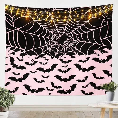 Vista 13 de Feelyou Halloween Wall Art for Bedroom Living Room Cartoon Ghost Tapestry Decoration for Kids Boys Girls Red Tapestry Wall Hanging Ghost Festival