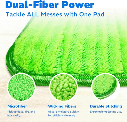 Vista 5 de Paquete de 2 almohadillas de microfibra reutilizables, compatibles con Swiffer Sweeper, paños lavables a máquina, repuestos para limpieza de todos