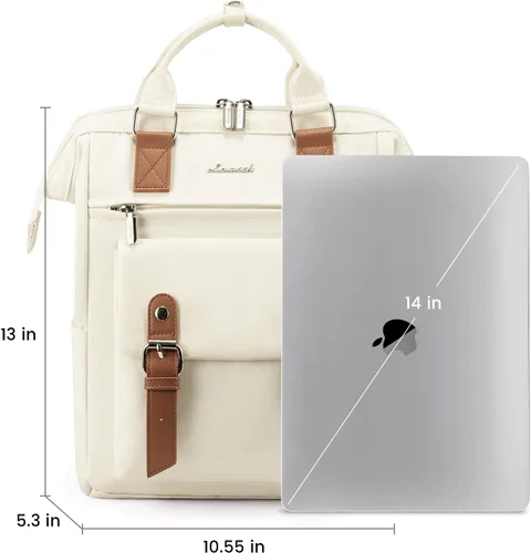 Vista 5 de LOVEVOOK Mini mochila para mujer, Blanco (White-Brown), Mini mochila