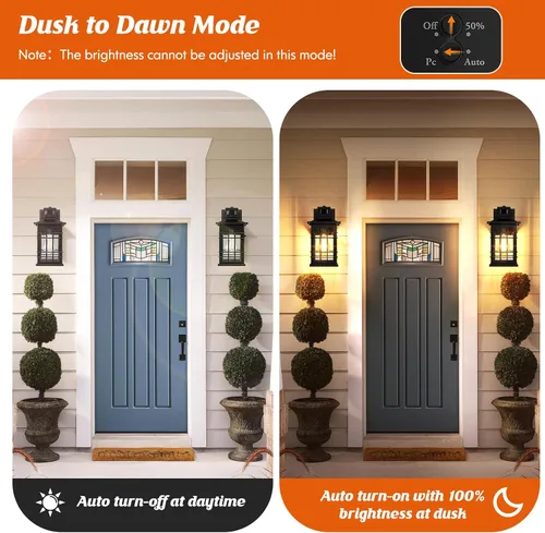 Vista 3 de Lámpara exterior con sensor de movimiento para montaje en pared, de bronce aceitado del anochecer al amanecer, impermeable, con base E26, linterna