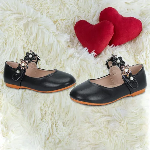 Vista 6 de Zapatos de vestir para niñas, zapatos de princesa con purpurina, zapatos de ballet brillantes para boda, fiesta de boda, tacón bajo con lazo