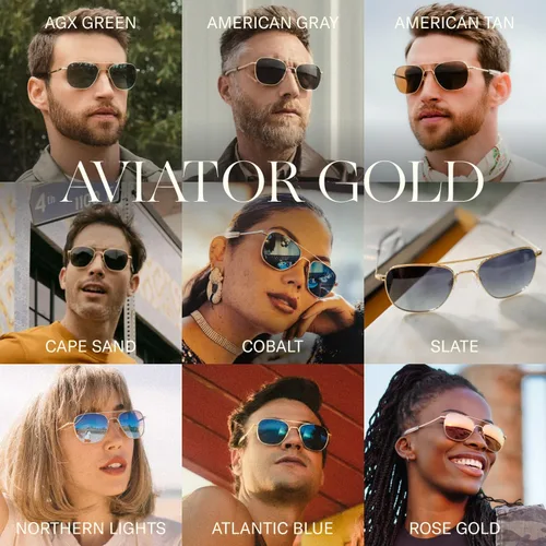 Vista 8 de Randolph Eyewear Aviator Sunglasses for Women & Men Non-Polarized & Polarized Lenses, 23k Gold UV Protection Sunglasses