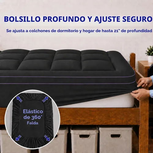 Vista 3 de ABENE Cubrecolchón de espuma viscoelástica de 3 pulgadas, doble capa, tamaño individual XL, para dormitorio universitario, con almohadilla de 2