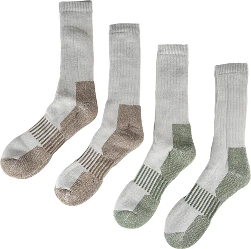Vista 6 de HOT FEET Paquete de 4 calcetines para hombre, calcetines de senderismo activos y exteriores, totalmente acolchados, mezcla de lana térmica