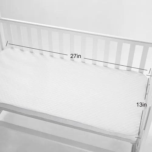 Vista 7 de Pleasant Boulevard Forro portátil impermeable para cambiador de bebé, lavable y reutilizable, hecho con TPU transpirable, 27 x 13 pulgadas Blanco