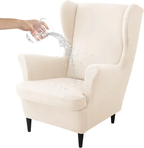Vista 15 de HAOYONG Fundas para silla de alas estampadas, 2 piezas, fundas elásticas para sillón con respaldo de ala, fundas protectoras lavables para sala