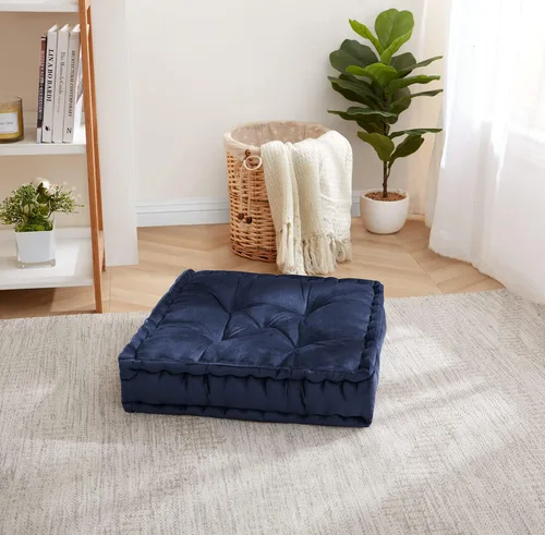 Vista 11 de Almohada de Piso Grande Cuadrada Acolchada Decorativa de 20" x 20" Tela de Terciopelo Sintético Relleno Ultra Grueso para Niños y Adultos, Paquete