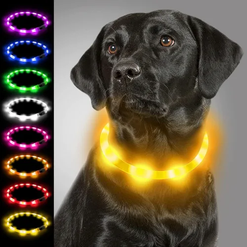 Vista 12 de Joytale - Collar de perro con luz LED, de silicona cortada para ajustar, resistente a la lluvia, color azul Soft Skin-Friendly Won't Chafe, 360°