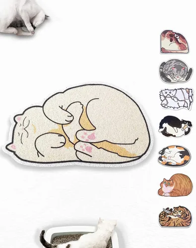 Vista 15 de Lukamoo® Bonita alfombra de arena para gatos (30 x 20 pulgadas), grande/L, para arena de gatitos y bonita caja de arena para gatos, alfombrilla