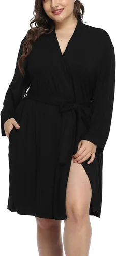 Vista 2 de Bata de baño de maternidad de punto modal para mujer, talla grande, suave y ligera, para dormir