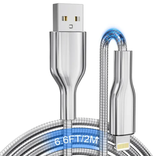 Vista 10 de Cable de carga para iPhone de 6 pies con certificación MFi para gatos y perros, cable Lightning trenzado de metal con carga rápida 3A, compatible